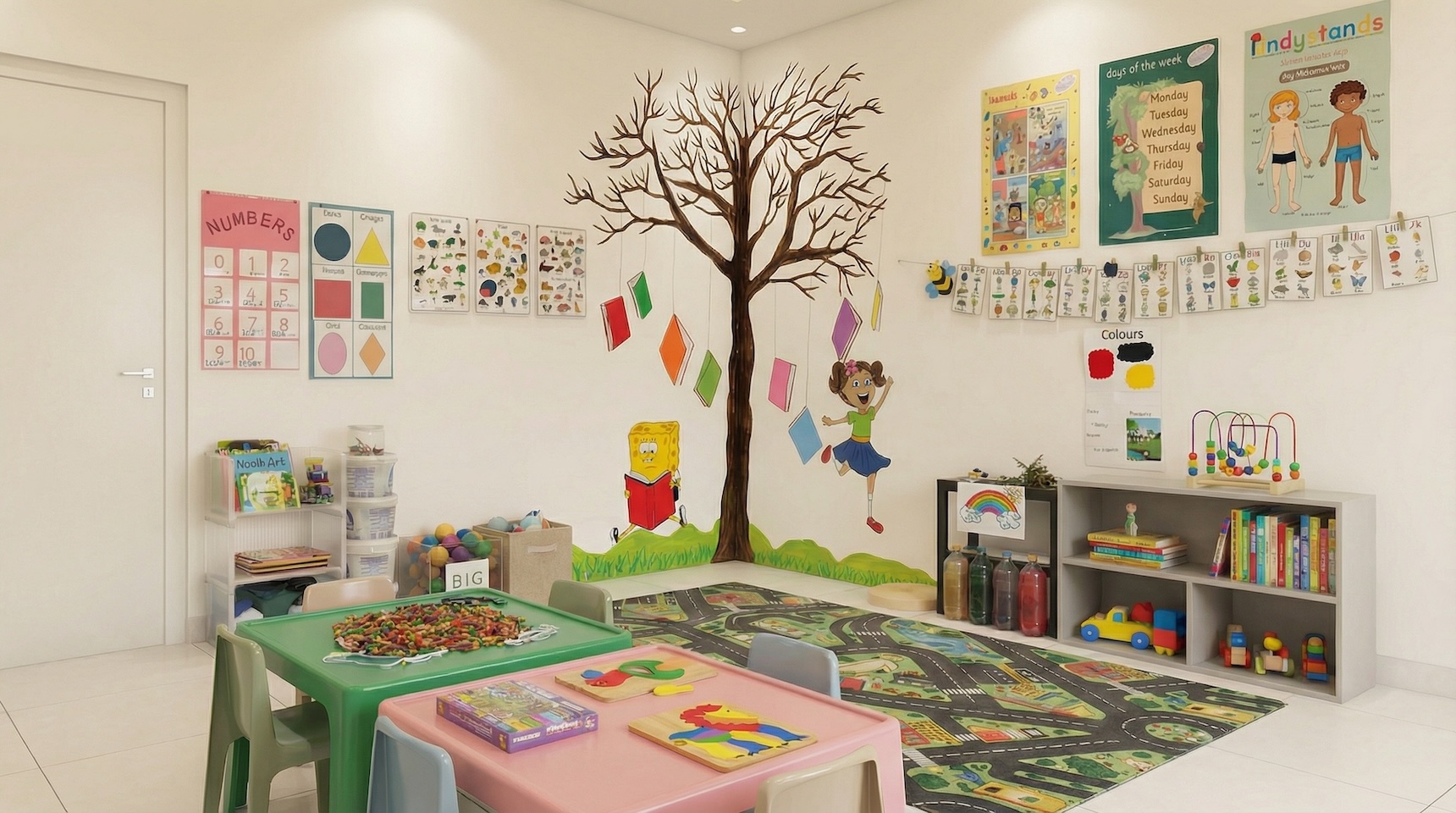 The Spongy Kids Day Care Centre classroom with learning stations